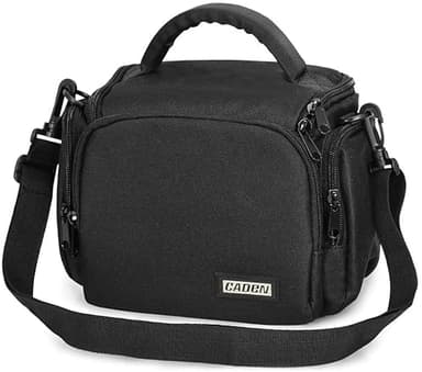 CADeN Compact Camera Shoulder Crossbody Bag Case Compatible for Nikon, Canon, Sony SLR/DSLR Mirrorless Cameras and Lenses Waterproof(1.0 S, Black)