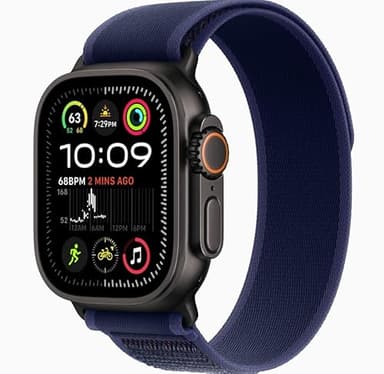 Apple Watch Ultra 2 [GPS + Cellular 49mm] - Black Titanium Case with Blue Trail Loop, S/M (Renewed)