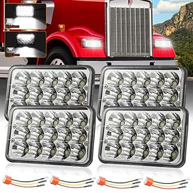 4x6 Inch LED Lights 4PCS Hi/Lo Sealed Beam Rectangular H4651 H4652 H4656 for K 900 Oldsmobile Cutlass