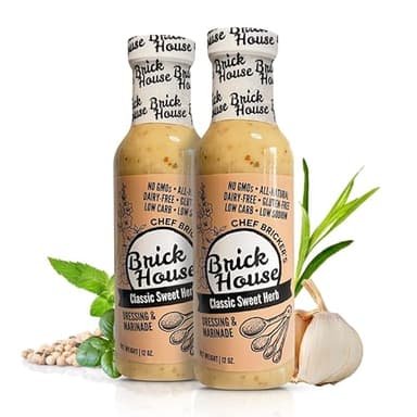 Brick House Classic Sweet Herb Vinaigrette Dressing & Marinade, 12 Oz - Low-Sodium, Low-Carb, Dairy-Free, Gluten-Free, Non-GMO, Clean Label Vinaigrette Salad Dressing, Keto-Friendly, Made in USA, 2 Pack