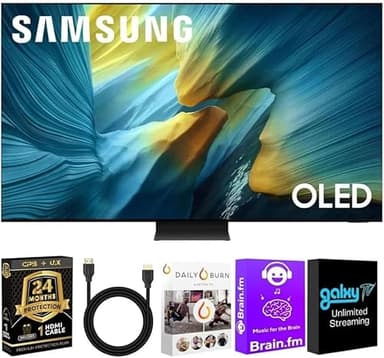 Samsung QN77S95FAFXZA OLED S95F 77-Inch QD-OLED 4K Smart TV with Quantum Dot HDR Pro, Glare-Free Screen, 165Hz Refresh Rate, Dolby Atmos, Alexa Built-in + UAX HDMI Cable + CPS 2-Year Protection Plan +