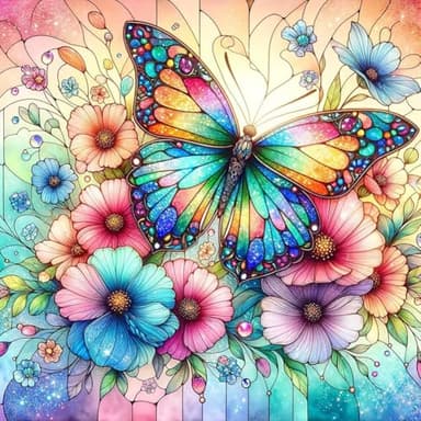 EIBEILI Diamond Painting Kits for Adults, Butterfly Flower 5D Diamond Art Kits for Beginner DIY Full Drill Diamond Dots Crystal Craft Kits for Home Wall Decor Gifts(12X12 Inch/Butterfly)
