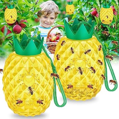 Wasp Traps, Bee Trap Catcher Outside, Yellow Jacket Trap Outdoor Hanging, Reusable Insects Traps Bee Catcher for Hornets, 2 Packs