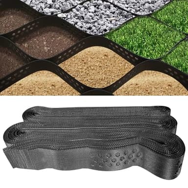 BIXCAER 2" Depth Gravel Grid 3.3X17FT Geogrid Ground Grid Gravel Retainer 1900 LBS Per Sq FT Permeable Stabilization System for Patio, Driveway, Garde, Shed Base, Parking Lot,Slopes and Walkway