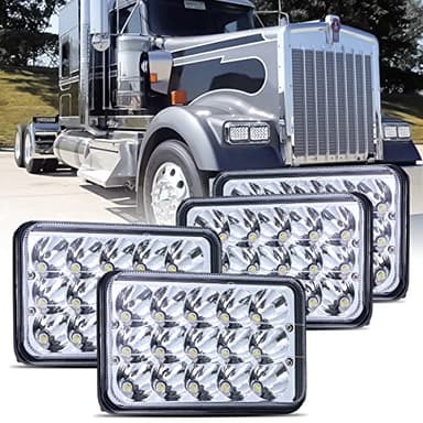 BAOLICY 4x6 In LED Headlights DOT Approved 4PCS 45W Rectangular H4651 H4652 H4656 H4666 H4668 H6545 H4642 Hi/Low Sealed Beam Headlights for Chevy S10 Blazer Kenworth T800 W900 Truck Van SUV