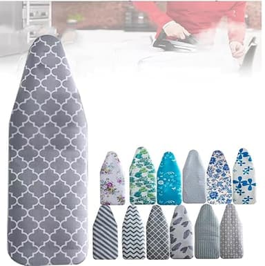TAJMDGW Heavy Duty Ironing Board Cover and Pad, Heat Reflective Thick Ironing Board Pad, 18x57In 22x53in Large Ironing Board Cover Elasticated(J,18x57inch(147x48cm))