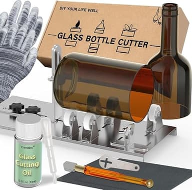 Glass Bottle Cutter & Bottle Cutter, Upgraded Glass Cutter for Bottles with Glass Cutting Oil, Glass Cutting Kit for Wine, Beer, Liquor, Whiskey, Alcohol, Champagne, Bottle Cutter for Round Bottles