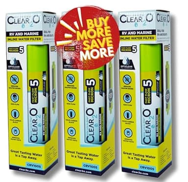 CLEAR2O CRV1005-3 RV & MARINE INLINE WATER FILTERS - 3 Pack Eliminates Sulfur Taste, Odors, and Contaminants for Fresh, Clean Drinking Water