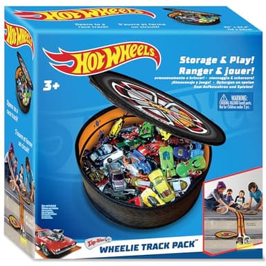 Hot Wheels Tara Toy: ZipBin Wheelie Track Pack - Unzips Into A Racetrack Mat, Holds 100 Toy Cars, Storage & Play, Circle Tire Design, Kids Ages 3+