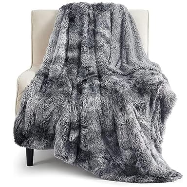Bedsure GentleSoft Fuzzy Faux Fur Sherpa Fleece Blanket Twin Size, Plush Thick Warm Twin Blanket for Bed, College Dorm Essentials Gifts for Girls Boys, Tie Dye Grey Decor for Winter, 60x80