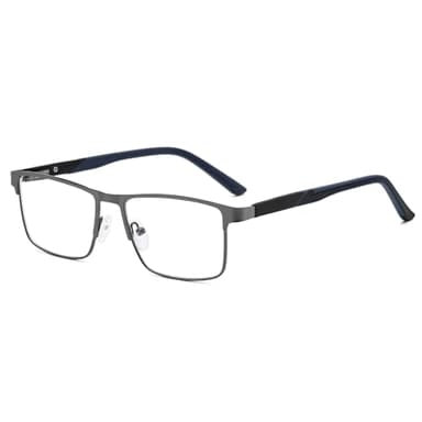 ZNEIAAPR Nearsighted Metal Myopia Glasses Men, Blue Light Spring Hinge Shortsighted Distance Driving Glasses (NOT READING GLASSES) Gun Grey/-2.50 Diopters