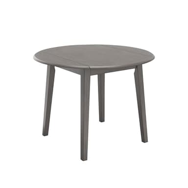 Signature Design by Ashley Shullden Drop Leaf Dining Table, Round Extendable Space Saving Design, Wood Construction, Ideal for Kitchen Nooks, Medium Gray, 43" W
