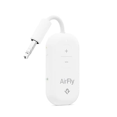 AirFly Pro 2 – Bluetooth Adapter, Pair 2 AirPods or Wireless Headphones – 3.5mm AUX Bluetooth Transmitter and Receiver for Cars, Boats, Treadmills, TVs & More – Travel Essentials,White