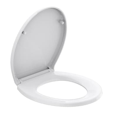 R&T Toilet Seat Round B1099, Heavy-Duty up to 440 lbs, Slow Close, Non Slip and Easy to Keep Clean, Easy to Install, White Premium PP Material