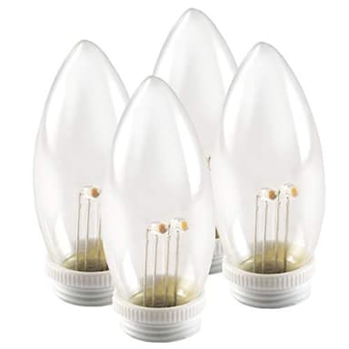 612 Vermont Ultra Bright, Battery Operated LED Window Candle Replacement Bulbs, VT-1935-R4-W, for White Candlesticks (4 Bulbs/Pack)