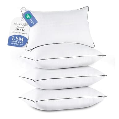 JOLLYVOGUE Pillows Standard Size Set of 4, Collection Bed Pillows for Sleeping, Hotel Quality Pillows for Side, Back and Stomach Sleepers, Soft Supportive Oeko-Tex Certified Down Alternative Filling