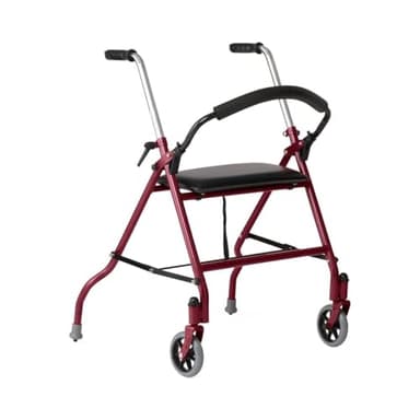 Medline 2-Wheel Rollator Walker, for Adults and Seniors, 300 lb. Weight Capacity, Burgundy, 5-Inch Wheels, Padded Seat, Foldable, Adjustable Handles, Pressure-Activated Brakes