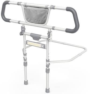 Packve Foldable Bed Rails for Elderly Adults Safety - Bed Side Assist Rail for Seniors with Extendable Guard Rails & Motion Sensor Light, Adjustable Height Bedrails for Queen King Full Size Bed