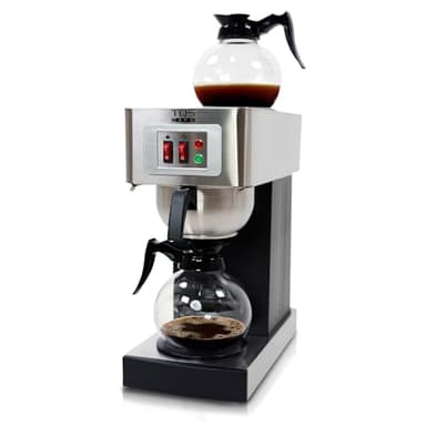 12-Cup Commercial Coffee Maker Stainless Steel - Double Coffee Machine for Office, Restaurant, Industrial Use - High Capacity Office Coffee Maker - TQS Cafe
