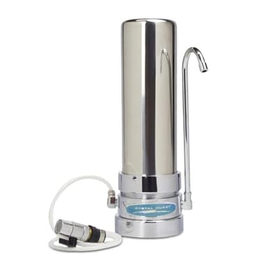 Nitrate Removal | Smart Single Cartridge Countertop Water Filter System | Stainless Steel | Crystal Quest