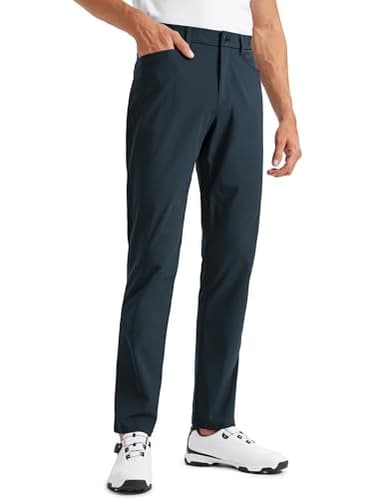 CRZ YOGA All Day Comfy 5-Pocket Golf Pants for Men - 32" Quick Dry Lightweight Casual Work Stretch Trousers True Navy 34W x 32L