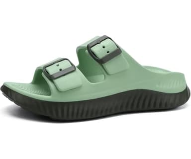 KuaiLu Womens Recovery Sandals Comfortable Plantar Fasciitis Arch Support Ladies Orthopedic Sport Slides Open Toe Slip On Thick Athletic Cushion Slippers Summer Beach Walking Shoes Olive Green Size 8