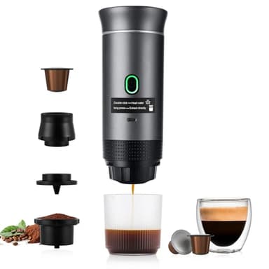 obecilc 3 In 1 Portable Coffee Maker for Travel, 20 Bar Portable Espresso Machine with USB,Travel Coffee Maker Self-Heating, Compatible with Ground Coffee & Capsule for Hiking,Office,RV(Upgrade)