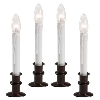 612 Vermont Ultra-Bright LED Window Candles with Timer, Battery Operated, Slim-Line Metal Base, VT-2813-AW-4R (Antique Bronze, Pack of 4)
