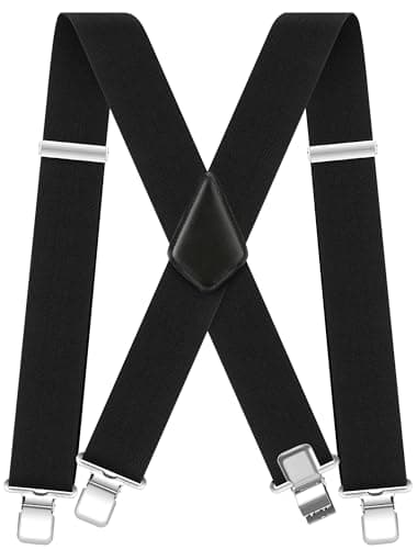 Ultrashang CLASSIC Mens Heavy-Duty Suspender: 2-Inch Wide, Sturdy Clips, X-Back, Adjustable Elastic Work Suspenders