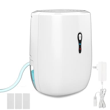 Dehumidifier with Drain Hose. Litever Small Portable Dehumidifier. Auto-OFF. Drain Hose for Continuous Drainage. Effective for Small Bathroom Pantry Closet Basement Wardrobe Gun safe RV Trailer Camper
