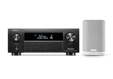 Bundle of Denon AVR-X4800H 9.4-Ch Receiver - 8K UHD Home Theater AVR (125W X 9) Built-in Bluetooth, Wi-Fi + Denon Home 150 NV Wireless Speaker (White), 1" Tweeter, 3.5" Woofer