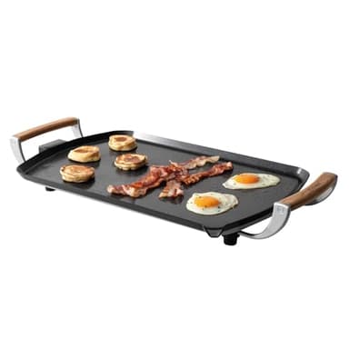 BOSKA Electric Griddle Pro – Tabletop griddle - Electric grill with PFAS-Free Ceramic Nonstick Surface – Adjustable Heat up to 420°F -Oak Wood Handles