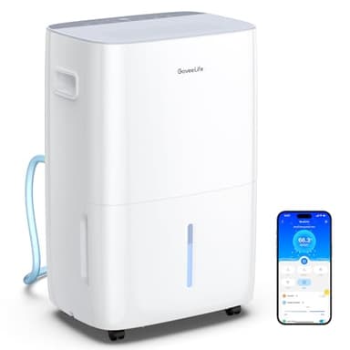 GoveeLife Dehumidifier for Home 4,500 Sq. Ft. 50 to 137 Pint with Pump, Drain Hose, Smart Dehumidifier for Basement with Humidity Control, Auto Shut Off/Defrost, 5 Modes, Bedroom, Bathroom, Garage