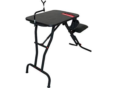BIRCHWOOD CASEY Ultra Steady Lightweight Folding Shooting Bench with Seat, Adjustable Non-Scratch Rubber Coated Gun Rest & Two Shell/Gear Pockets