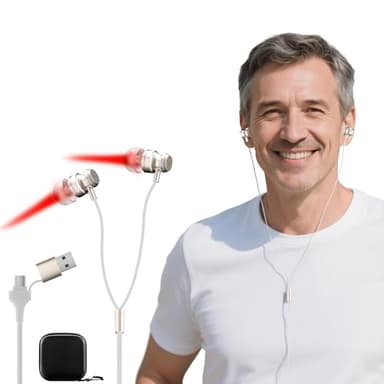 Red Light Therapy Device for Ears Tinnitus Relief, 650NM Red Light Ear Therapy Device for Ear Ringing Pressure Relief,USB & Type C,Ear Canal Health Personal Daily Home Care Device (Silvery)