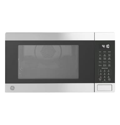 GE GCST10A1WSS 4-in-1 Microwave Oven, 1,050 Watts Air Fryer, Broiler & Convection Mode, Child-Lock Technology, Kitchen Essentials for The Countertop or Dorm Room, 1.0 Cu. Ft, Stainless Steel