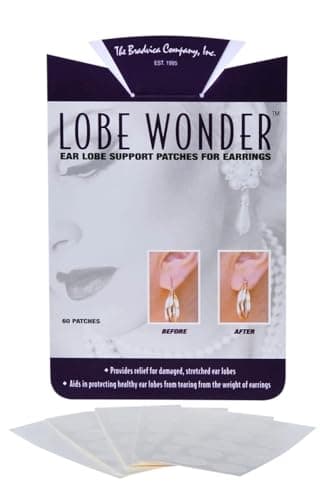 Lobe Wonder - The ORIGINAL Ear Lobe Support Patch for Pierced Ears - Eliminates the Look of Torn or Stretched Piercings - Protects Healthy Ear Lobes from Tearing - 120 Patches - Clear & Latex-Free