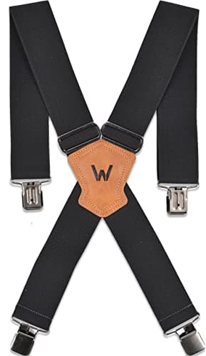 WELKINLAND Elastic Suspenders for Men - Heavy Duty Work Suspenders with Clips