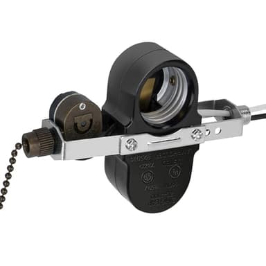 Ceiling Fan Switch ZE-310D Light Socket Pull Chain Switch, Compatible with Hunter Fan, Ceiling Fan Lamp Light, Lamp Holder E95014-Bronze Chain