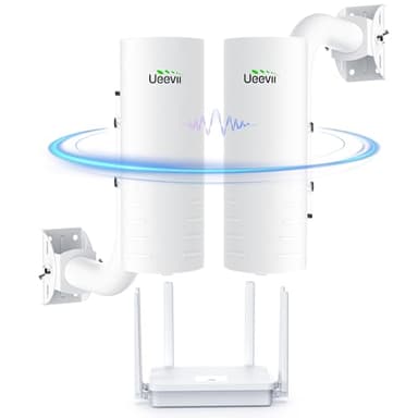 UeeVii Wireless Bridge Point to Point Outdoor CPE452Kit,with AX3000 WiFi Router,Adjustable Pole Mount,5.8G 3KM Range Wifi Bridge PtP/PtMP,Work with Starlink,Extend Network to Barn Garage,24V POE Power