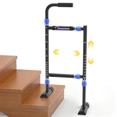 Stair Assist Cane for Seniors, Height & Width Adjustable Stair Climbing Aid, Fits Most Indoor & Outdoor Steps, Wide Anti-Slip Base, Ideal for Sore Knees & Post-Surgery Recovery 300 lbs