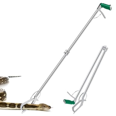 GYORGKSHI 78“ Snake Tongs Collapsible Grabber, Professional Reptile Snake Catcher Wide Jaw Handling Tool, Stainless Steel Snake Hook