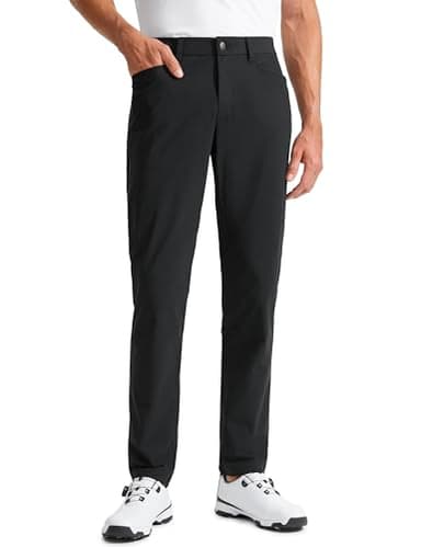 CRZ YOGA All Day Comfy 5-Pocket Golf Pants for Men - 32" Quick Dry Lightweight Casual Work Stretch Trousers Black 36W x 32L