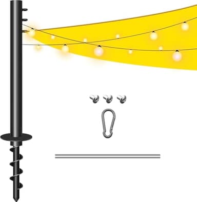 2026 Upgraded 2Pack Sun Shade Sail Pole 12Ft Outdoor Sunshade Sail Post Support Awning Canopy Heavy Duty Metal Pole Kit for Outside Patio Garden Deck Playground Backyard (Lawn Use, 2)