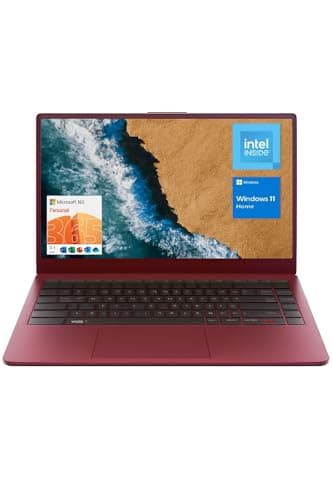 HP 15.6" Portable Laptop (Include 1 Year Microsoft 365), HD Display, Intel Quad-Core N200 Processor, 16GB RAM, 128GB Storage, Wi-Fi 6, Webcam, HDMI, Numeric Keypad, Windows 11 Home, Glimmer Garnet