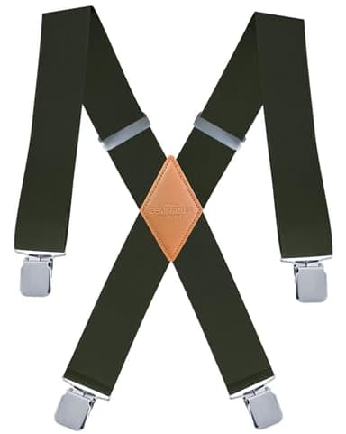 ZEAIFROOG Big And Tall Suspenders For Men Heavy Duty 2" Wide .X-Shaped Black Adjustable Men's Suspenders With Strong Clips