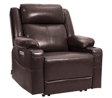 EONIX Wall Hugger Recliner for Small Space, Real Zero Clearance Power Recliner, Lazy Boy Recliner Chair with Cup Holders for RV, Living Room, Bedroom, SXXY011990, Chocolate Brown