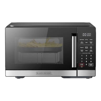 BLACK+DECKER 5-in-1 Microwave Oven with Air Fry, Combi, Bake, Roast, and Convection Cooking, 0.9 cu. ft. Countertop Microwave, Stainless Steel, 900 Watts, Child-Lock, ES9P032NA