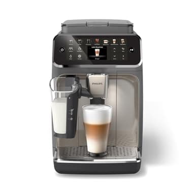 Philips 5500 Series Fully Automatic Espresso Machine - LatteGo Milk System, 20 Coffee Varieties, Intuitive Touch Display, SilentBrew, 100% Ceramic Grinder, AquaClean Filter (Grey Chromed)