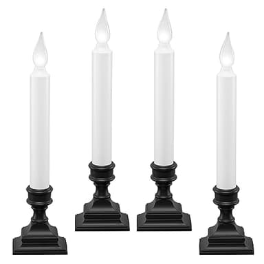 612 Vermont LED Battery Operated Window Candles with Timer, Bright Hot Spot, VT-1506A-4 (Pack of 4, Antique Bronze)